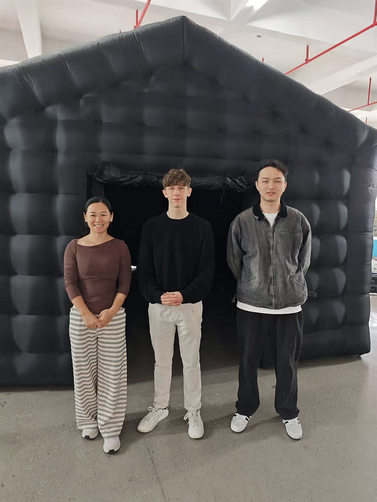 Visitors inside an inflatable maze product