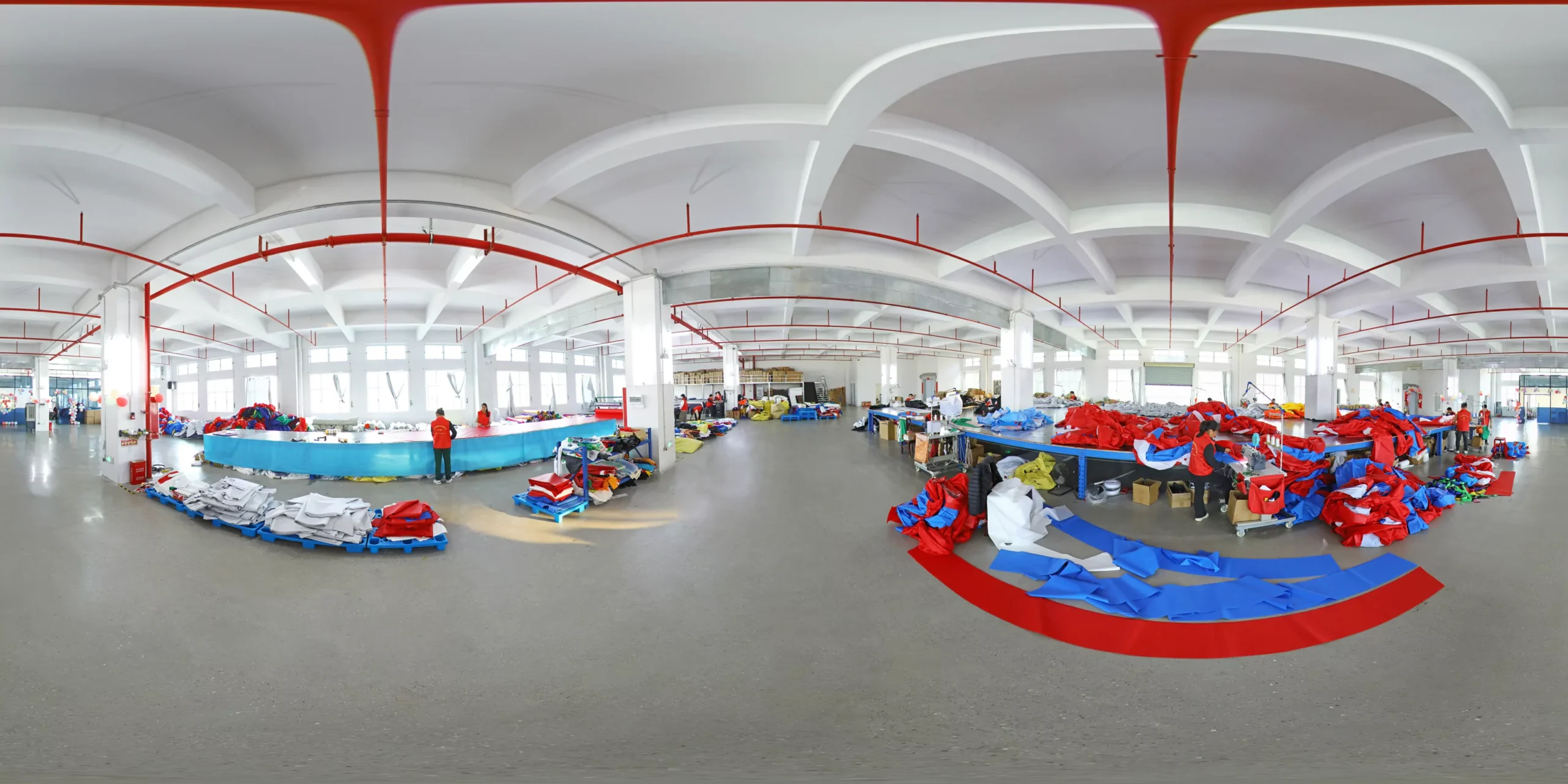 Air Science wide production hall for commercial inflatable manufacturing