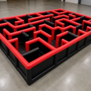Commercial Inflatable Maze - Red Black Open Top Route - product view 1