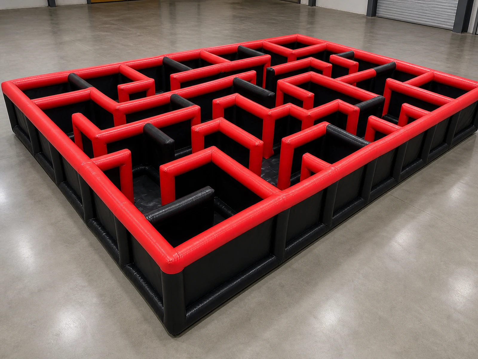 Commercial Inflatable Maze - Red Black Open Top Route - product view 1