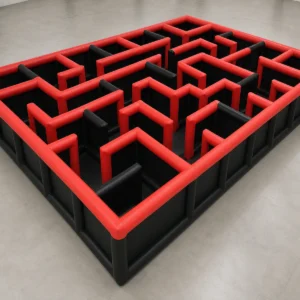 Commercial Inflatable Maze - Red Black Open Top Route - product view 2