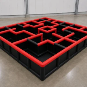 Commercial Inflatable Maze - Red Black Open Top Route - product view 3