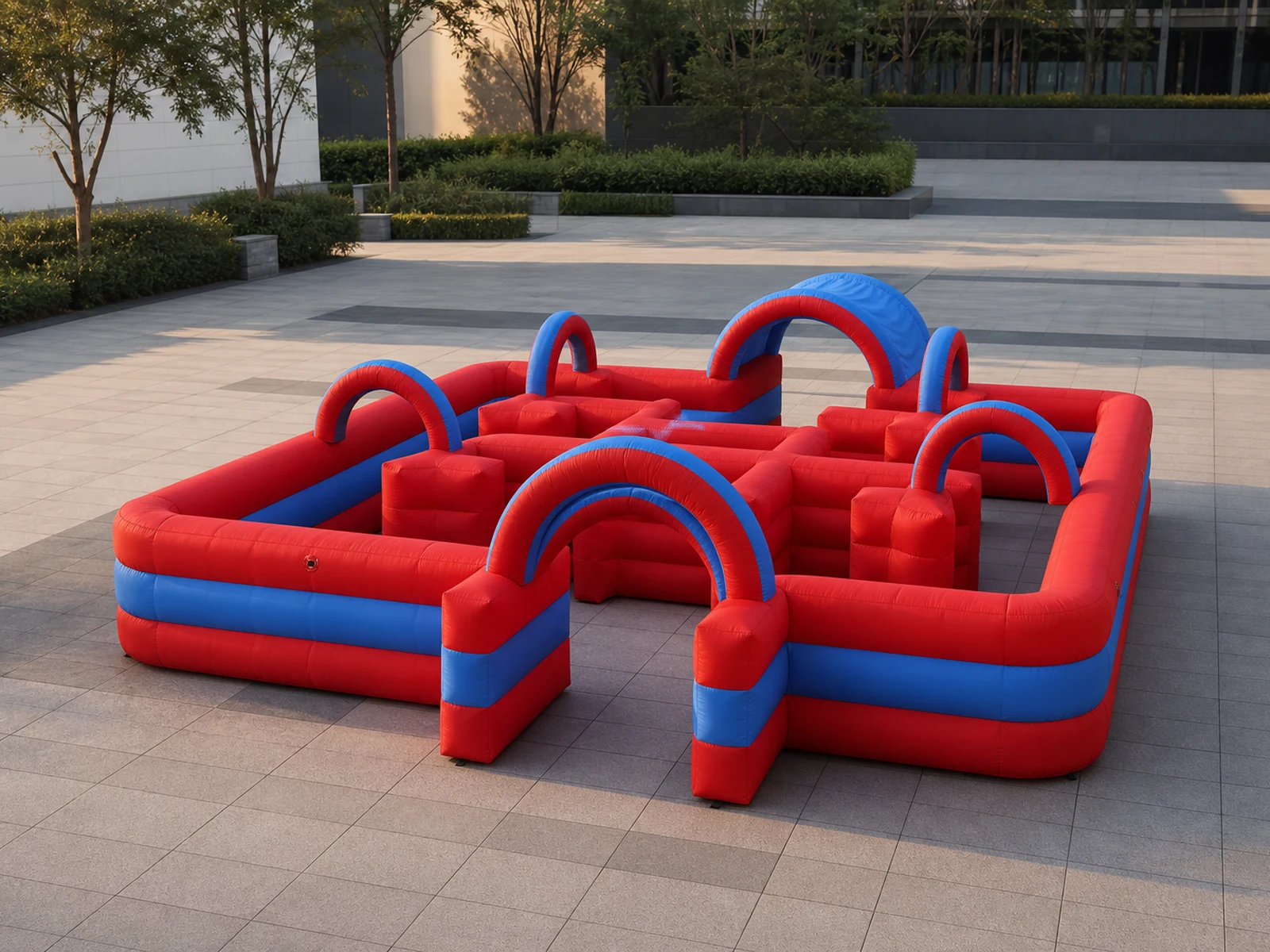 Commercial Inflatable Maze - Red Blue Arched Open Top - product view 1