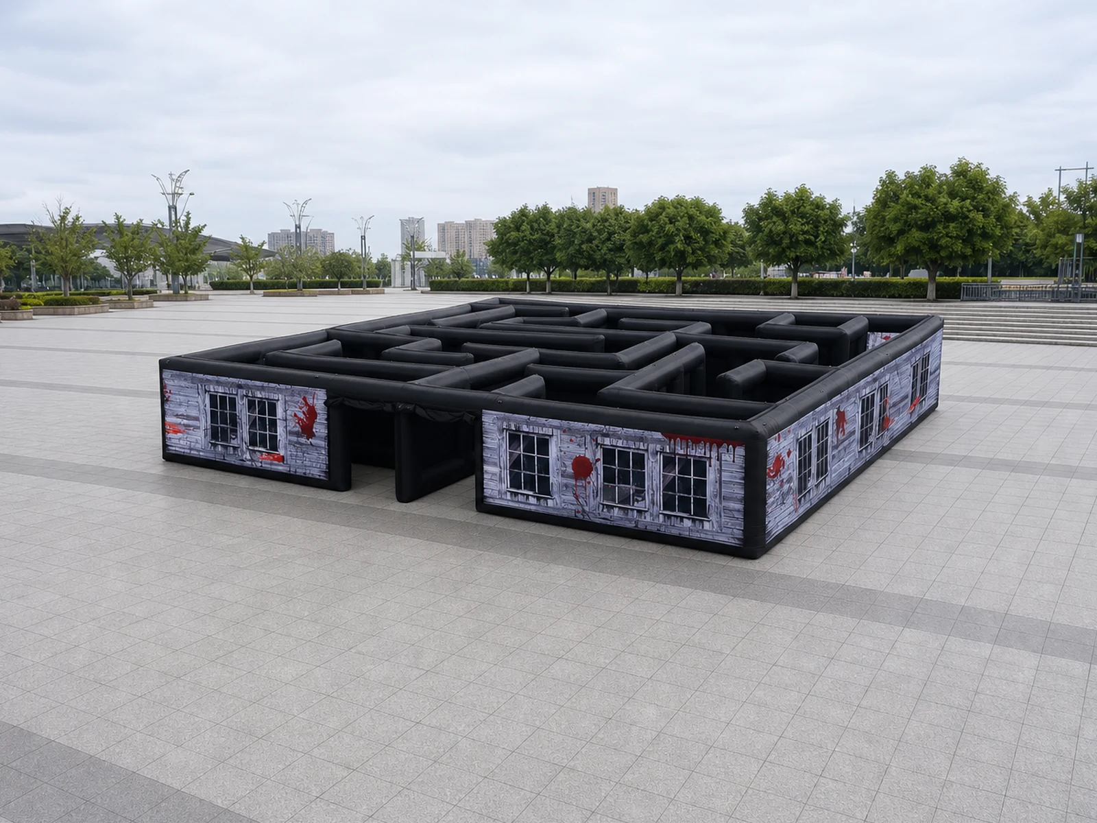 Commercial Inflatable Maze - Gray Blood Window Central Entry 12m - product view 1