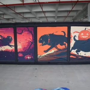 Commercial Inflatable Maze - Orange Dog Halloween Double Passage - product view 2