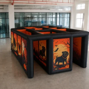 Commercial Inflatable Maze - Orange Dog Halloween Double Passage - product view 1