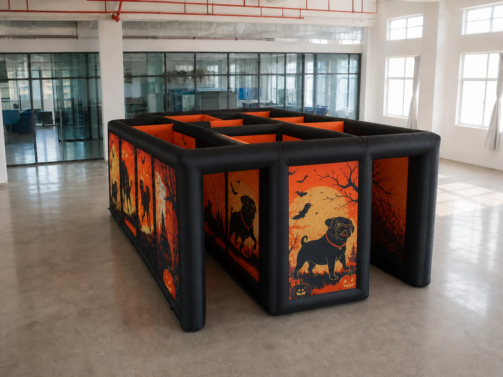 Commercial Inflatable Maze - Orange Dog Halloween Double Passage - product view 1