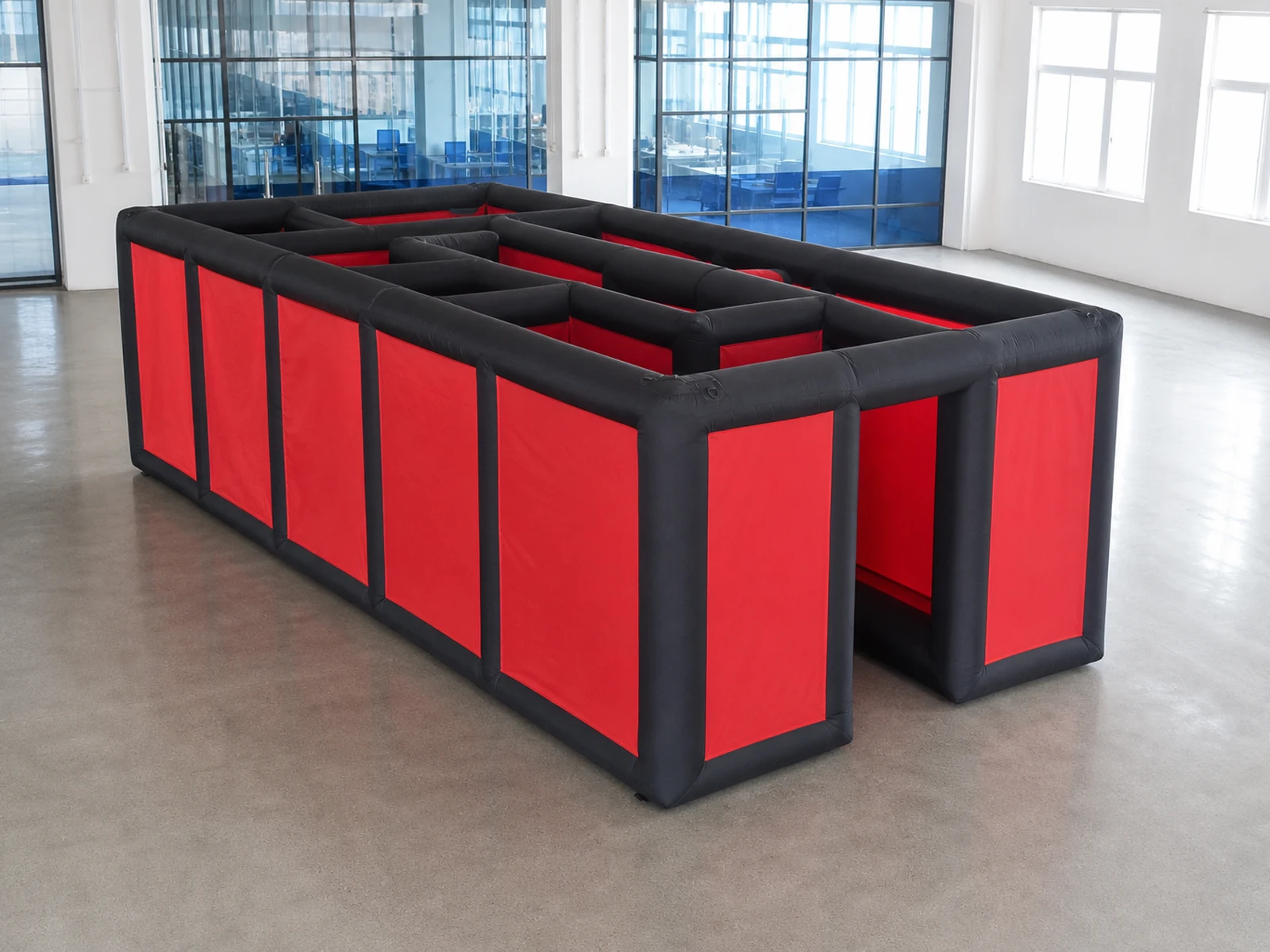 Commercial Inflatable Maze - Plain Red Black Open Top - product view 1