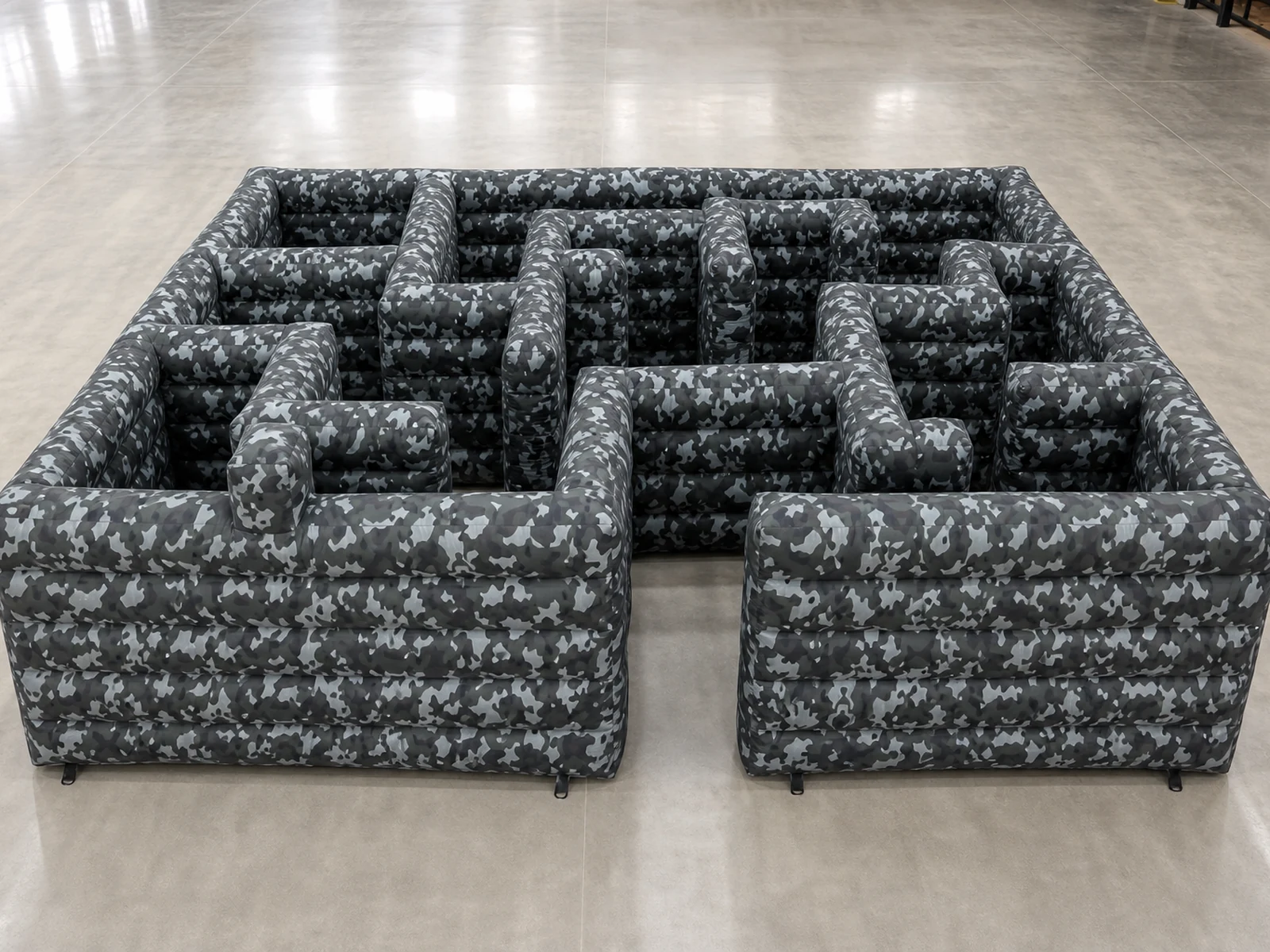 Commercial Inflatable Maze - Gray Camouflage Low Wall - product view 1