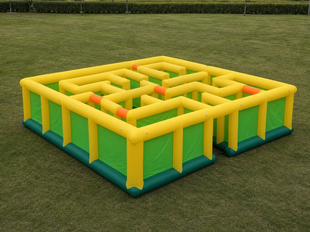Commercial Inflatable Maze - Yellow Green Open Top - 8 x 8m - P040
