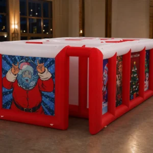Commercial Inflatable Maze - Red White Christmas Flat Roof - product view 3