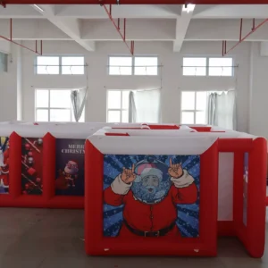 Commercial Inflatable Maze - Red White Christmas Flat Roof - product view 2