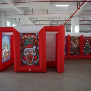 Commercial Inflatable Maze - Red White Christmas Flat Roof - product view 7