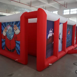 Commercial Inflatable Maze - Red White Christmas Flat Roof - product view 5