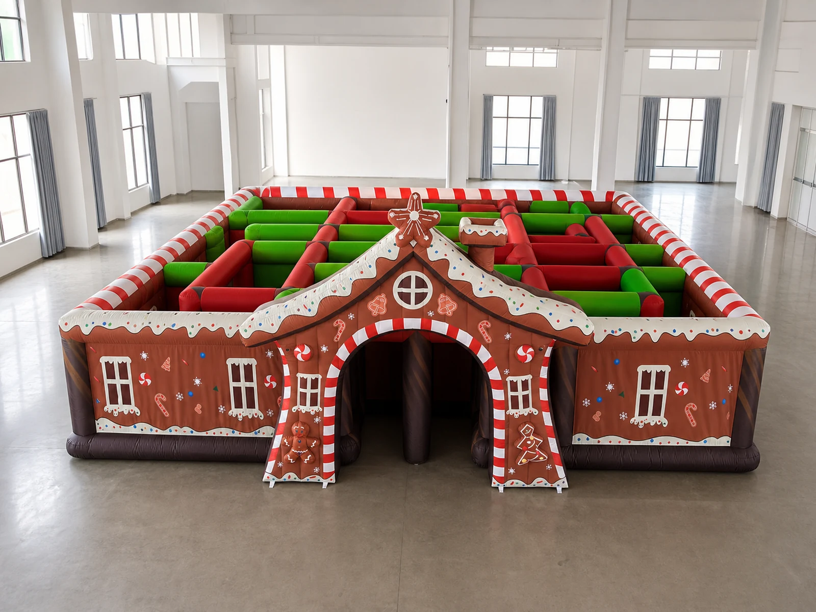 Commercial Inflatable Maze - Gingerbread House Open Top - product view 1
