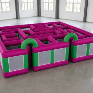 Commercial Inflatable Maze - Magenta Green Mesh Open Top - 10 x 10m - P047 - product view 3