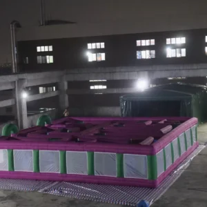Commercial Inflatable Maze - Magenta Green Mesh Open Top - 10 x 10m - P047 - product view 4