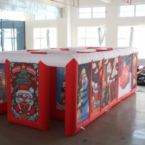 Commercial Inflatable Maze - Red White Christmas Open Beam - product view 2