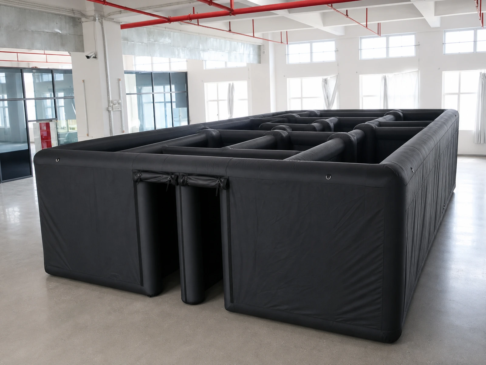Commercial Inflatable Maze - Plain Black Open Top with Removable Cover - product view 1