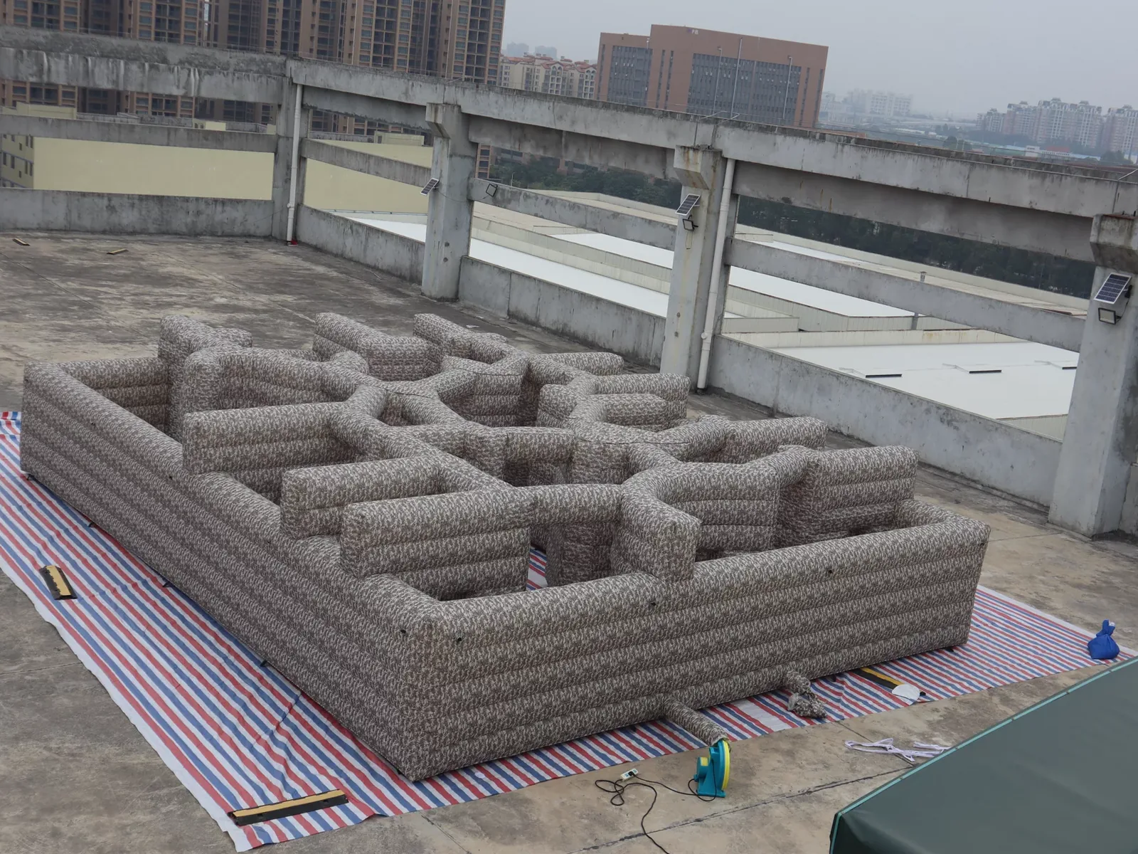 Commercial Inflatable Maze - Brown Grey Low Wall Route - product view 1