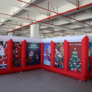 Commercial Inflatable Maze - Red White Christmas Open Top - product view 1
