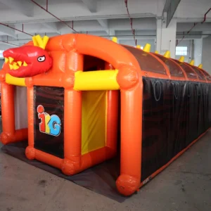 Commercial Inflatable Maze - Orange Dragon Barrel Roof Corridor - product view 1