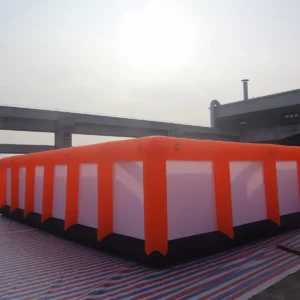 Commercial Inflatable Maze - Orange White Mesh Open Top Route - product view 1