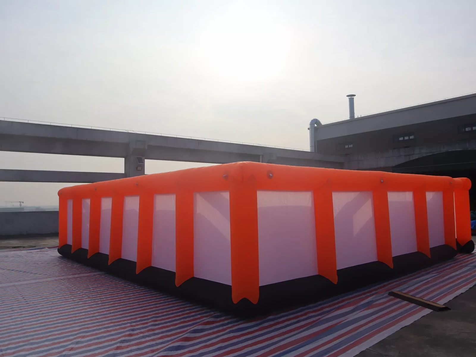 Commercial Inflatable Maze - Orange White Mesh Open Top Route - product view 1