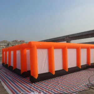 Commercial Inflatable Maze - Orange White Mesh Open Top Route - product view 3