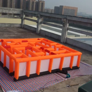 Commercial Inflatable Maze - Orange White Mesh Open Top Route - product view 2