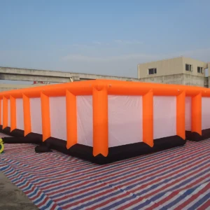 Commercial Inflatable Maze - Orange White Mesh Open Top Route - product view 5