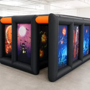 Commercial Inflatable Maze - Black Halloween Dual Passage Open Top - product view 1