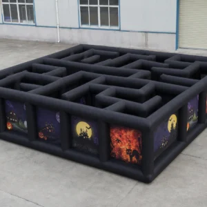 Commercial Inflatable Maze - Black Halloween Low Wall with Removable Cover - product view 1