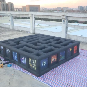 Commercial Inflatable Maze - Black Halloween Low Wall with Removable Cover - product view 2