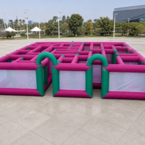 Commercial Inflatable Maze - Magenta Green Mesh Open Top - 10 x 10 x 2m - P067 - product view 3