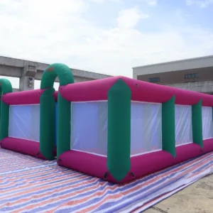 Commercial Inflatable Maze - Magenta Green Mesh Open Top - 10 x 10 x 2m - P067 - product view 2