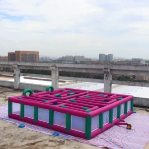 Commercial Inflatable Maze - Magenta Green Mesh Open Top - 10 x 10 x 2m - P067 - product view 4