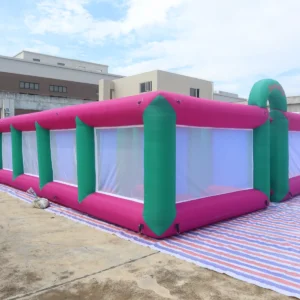 Commercial Inflatable Maze - Magenta Green Mesh Open Top - 10 x 10 x 2m - P067 - product view 6