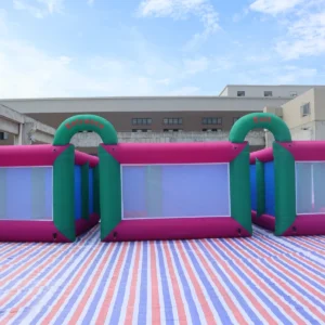 Commercial Inflatable Maze - Magenta Green Mesh Open Top - 10 x 10 x 2m - P067 - product view 5