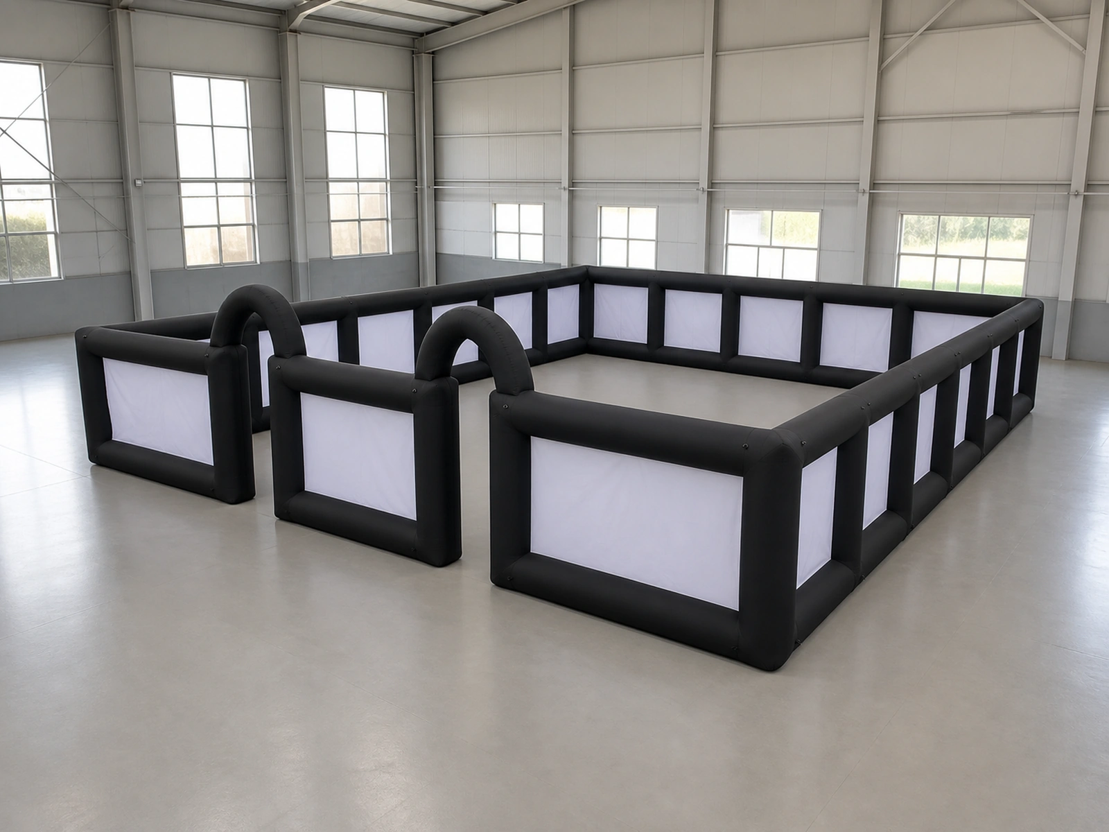 Commercial Inflatable Maze - Black White Mesh Open Top Dual Arch - product view 1