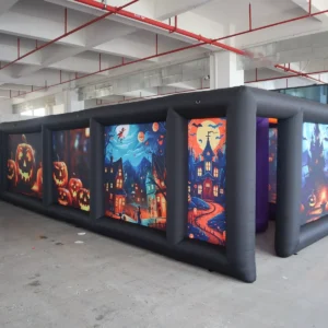 Commercial Inflatable Maze - Black Purple Halloween Open Top Corridor - product view 1