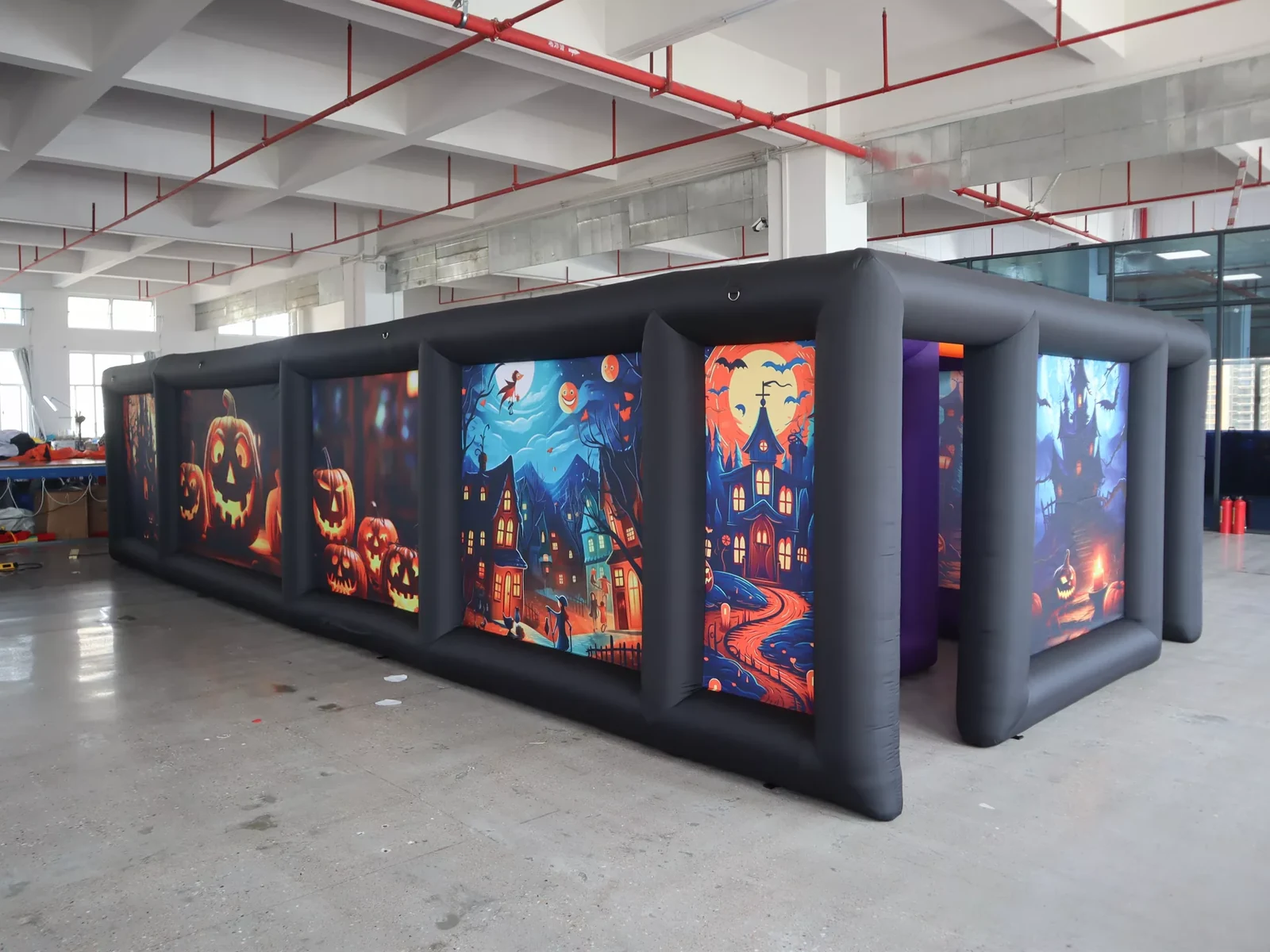 Commercial Inflatable Maze - Black Purple Halloween Open Top Corridor - product view 1