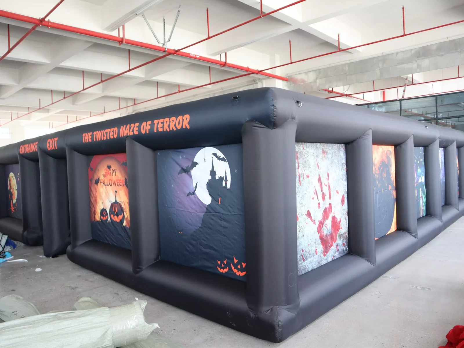 Commercial Inflatable Maze - Black Halloween Open Top Dual Passage - product view 1