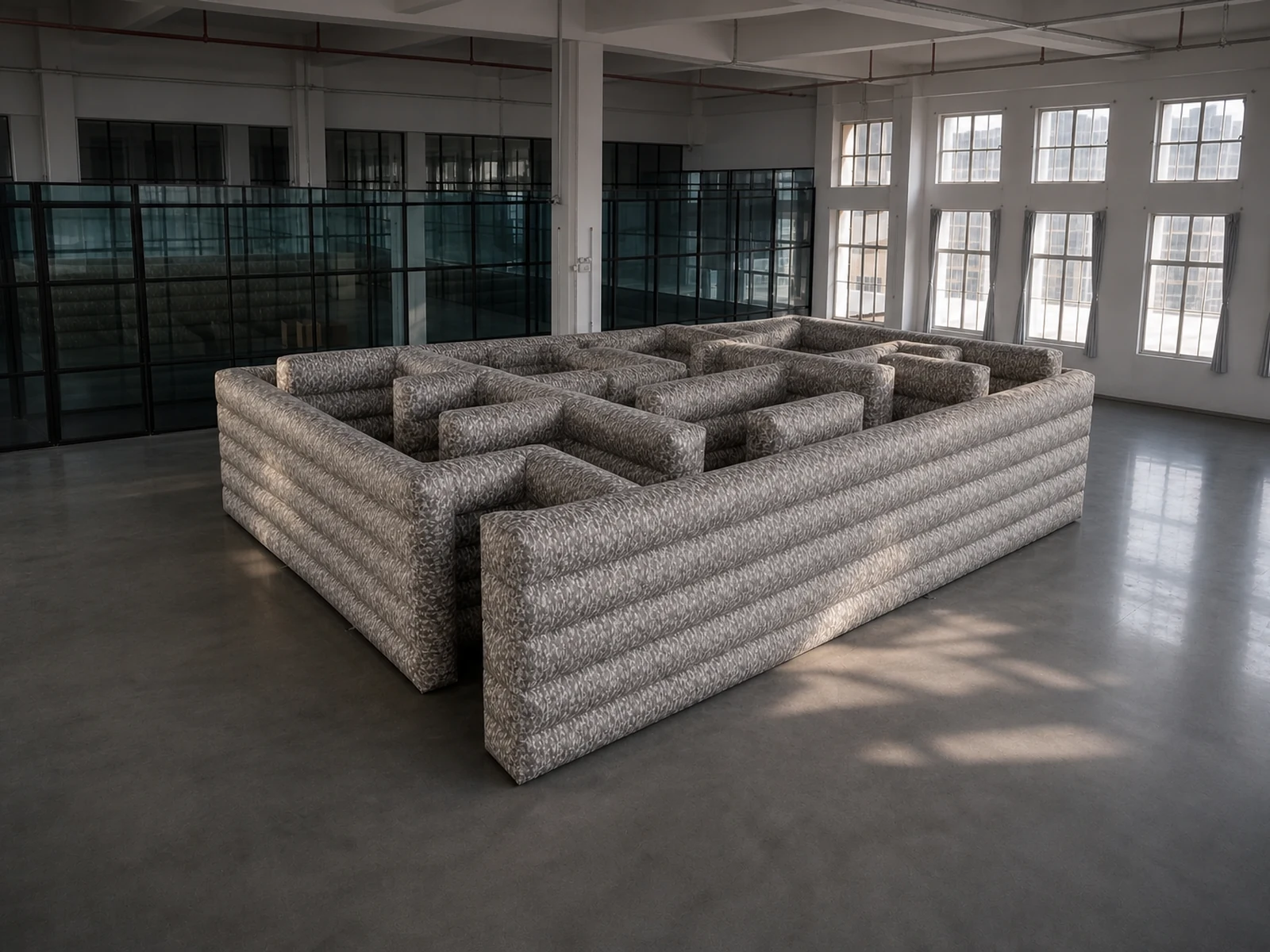 Commercial Inflatable Maze - Gray Digital Camouflage Open Top - product view 1