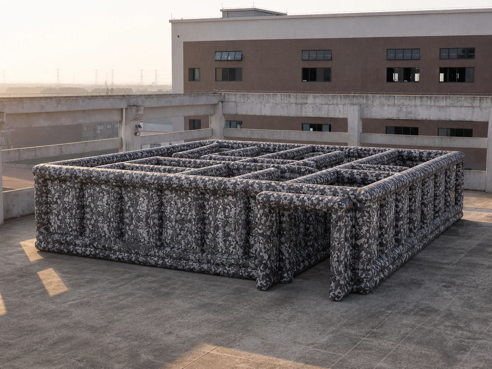 Commercial Inflatable Maze - Black Gray Digital Camouflage Open Top - product view 1