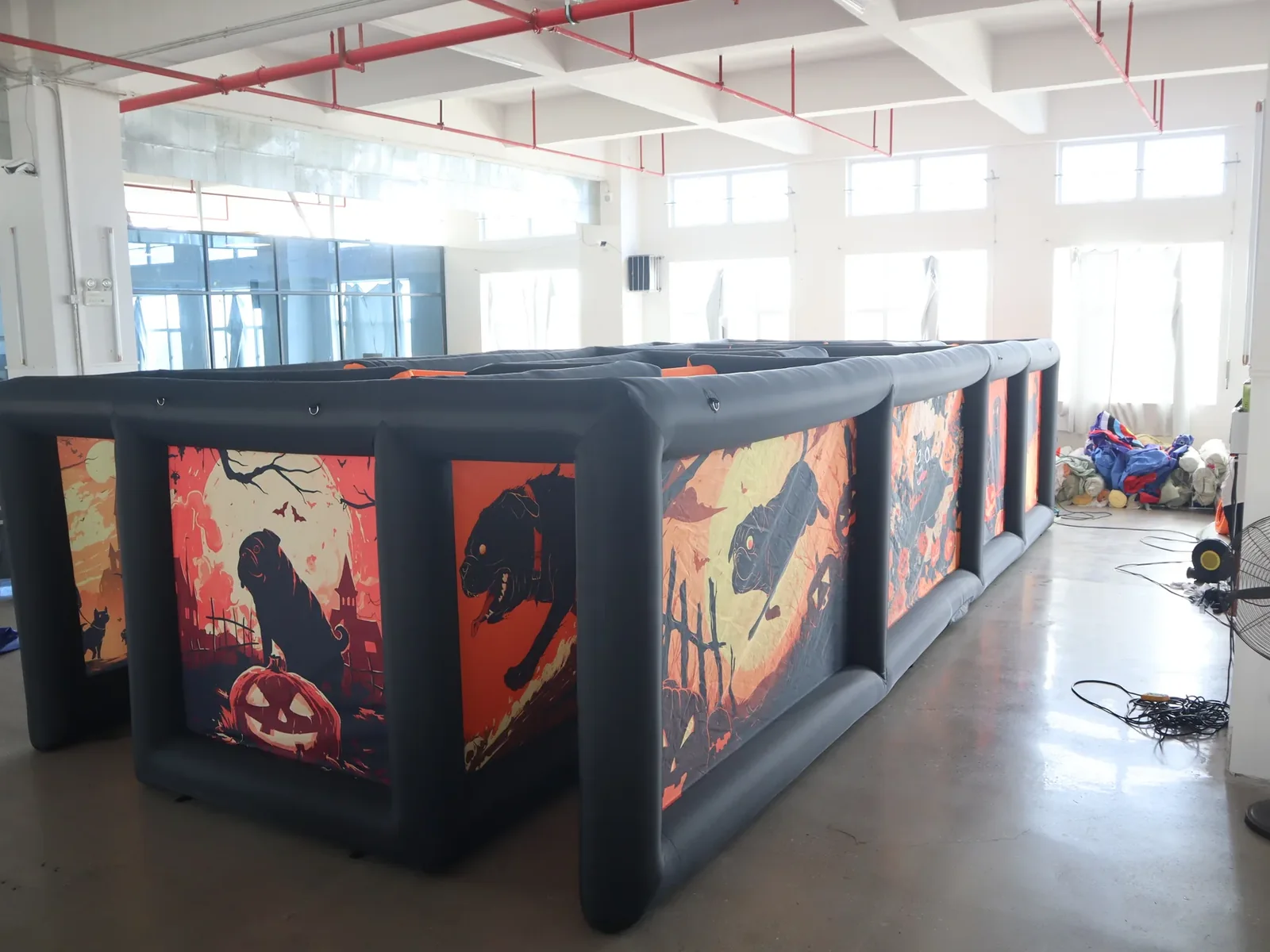 Commercial Inflatable Maze - Orange Halloween Open Top 4x9x2m - product view 1