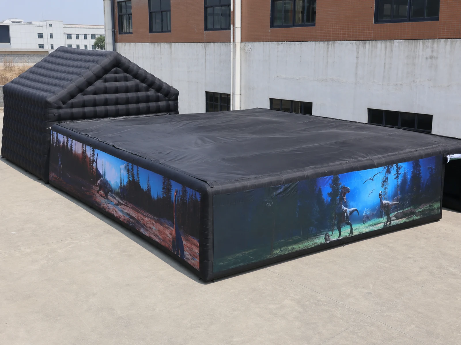 Commercial Inflatable Maze - Covered Dinosaur Maze with Black Gable Tent - product view 1