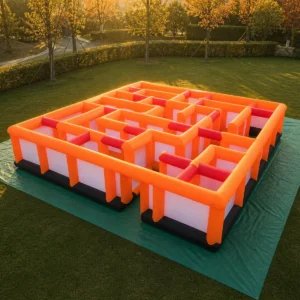 Commercial Inflatable Maze - Orange Pink Low Wall Open Top - product view 3