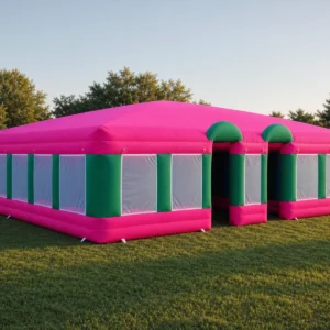 Commercial Inflatable Maze - Pink Green Mesh Covered - product view 3