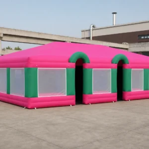 Commercial Inflatable Maze - Pink Green Mesh Covered - product view 1